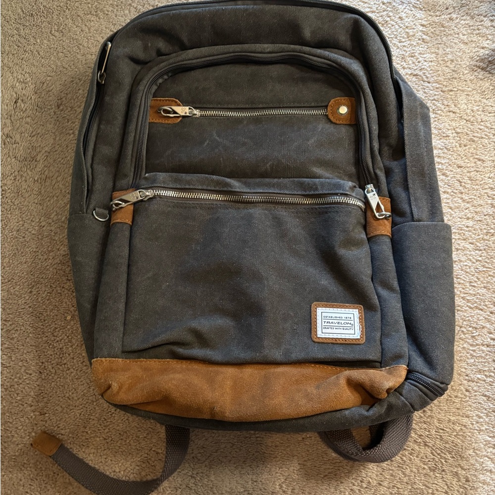 Travelon Charcoal and Tan Backpack